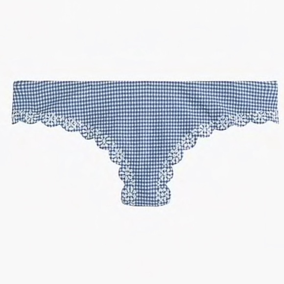 J.Crew Scalloped Bikini Bottom Blue Gingham Medium NWT - Picture 3 of 12